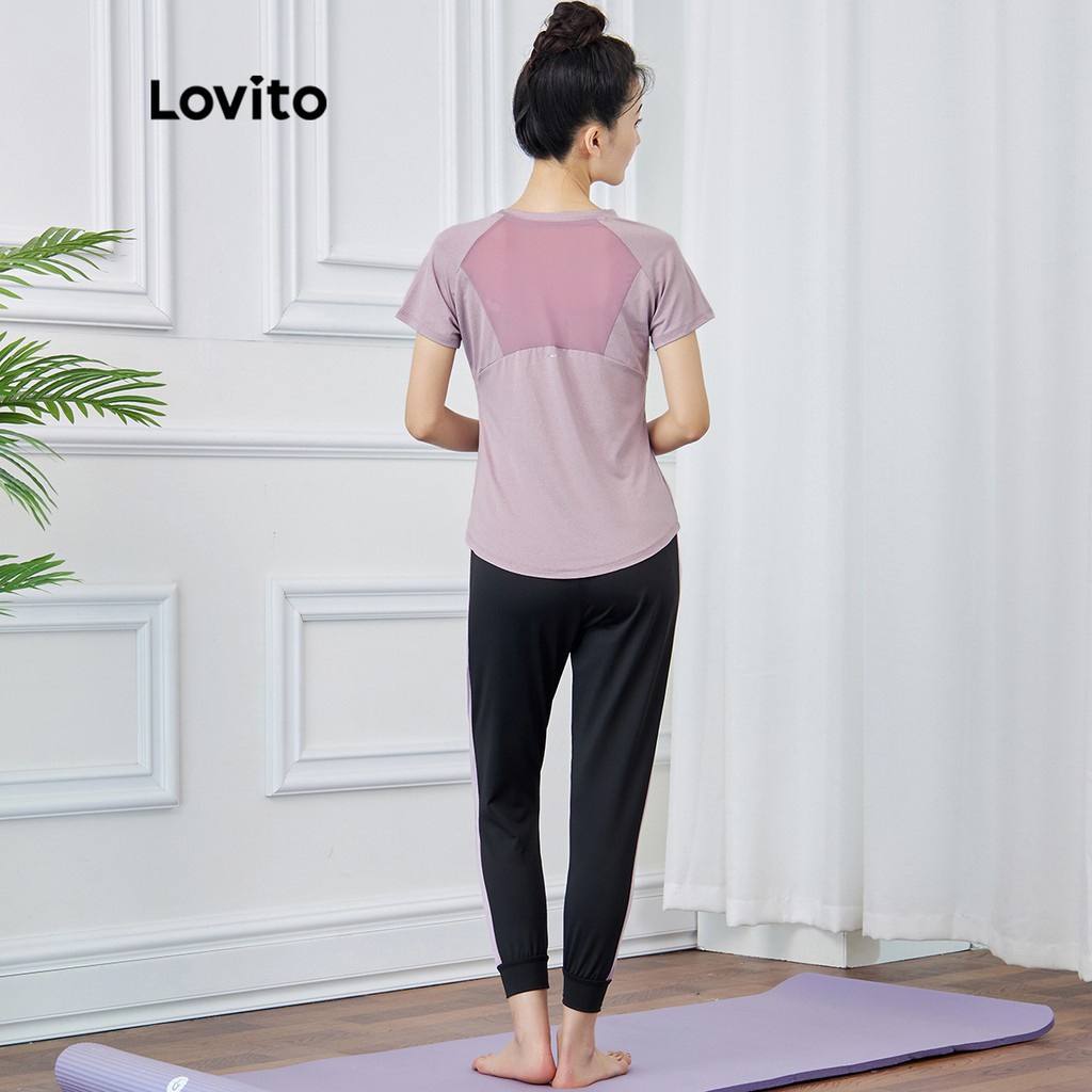 Bộ đồ thể thao Lovito ghép nối màu sắc lưới tương phản L15X209 (nhiều màu)