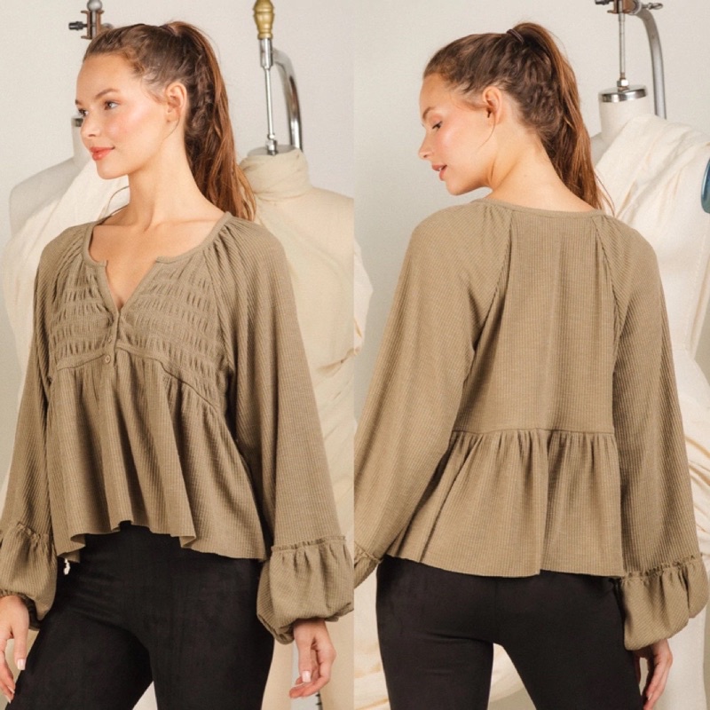 Áo babydoll tay phồng xuất dư xịn