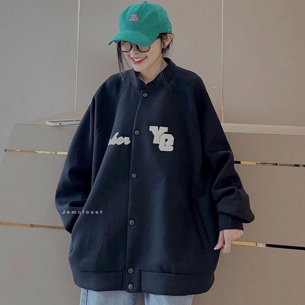 Áo khoác Nỉ Unisex Áo Bomber Unisex Form rộng In Chữ Y9 2 Lớp Lót Lông Freesize