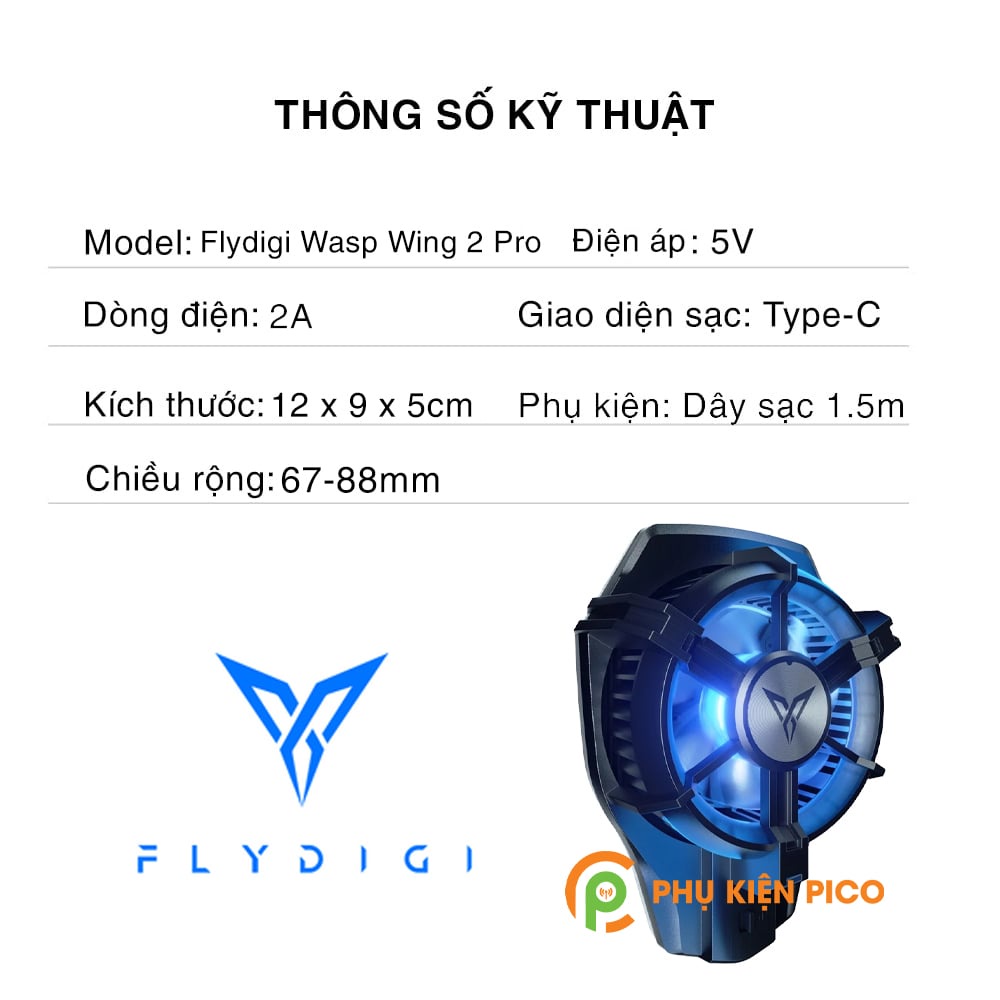 Quạt tản nhiệt điện thoại Flydigi Wasp Wing 2 Pro - Quạt tản nhiệt sò lạnh Flydigi và Memo DL06/DL05/DL03/DL02/DL01