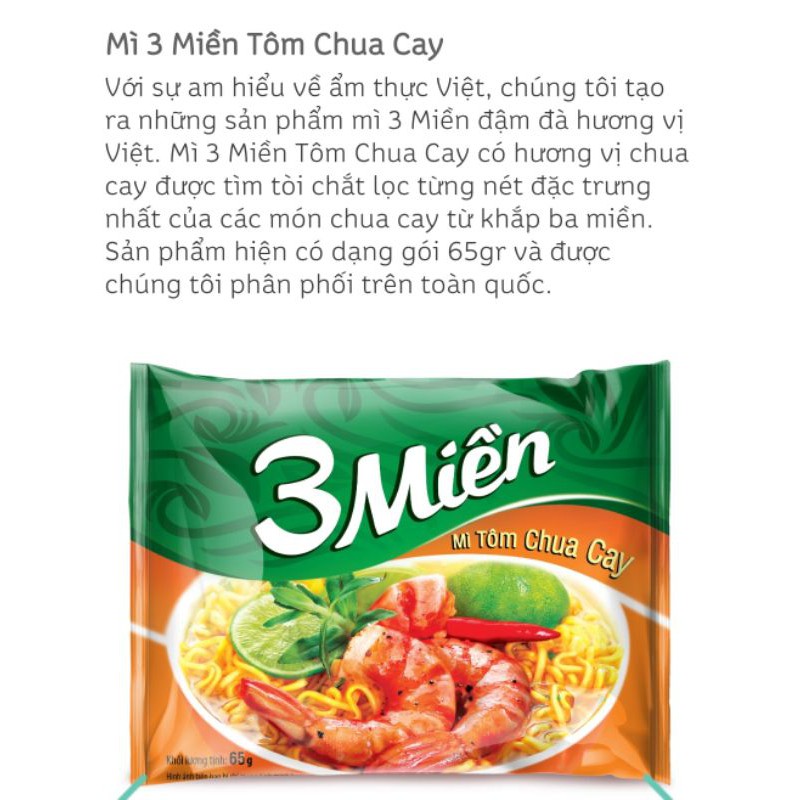 Mì 3 miền nhiều hương vị lựa chọn (Bán lẻ 1 gói)