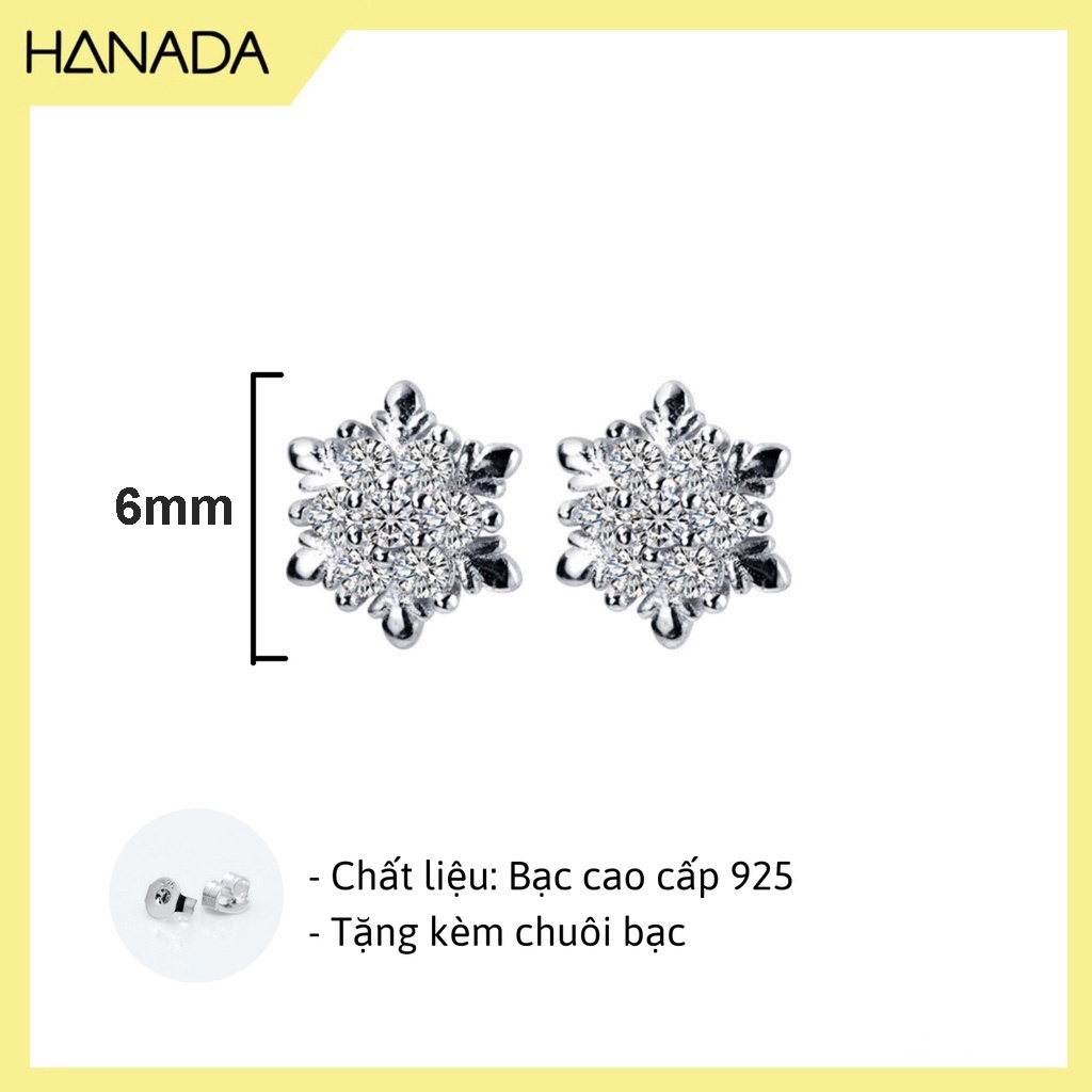 Bông Tai Bạc 925 Hanada Hoa Tuyết 0492
