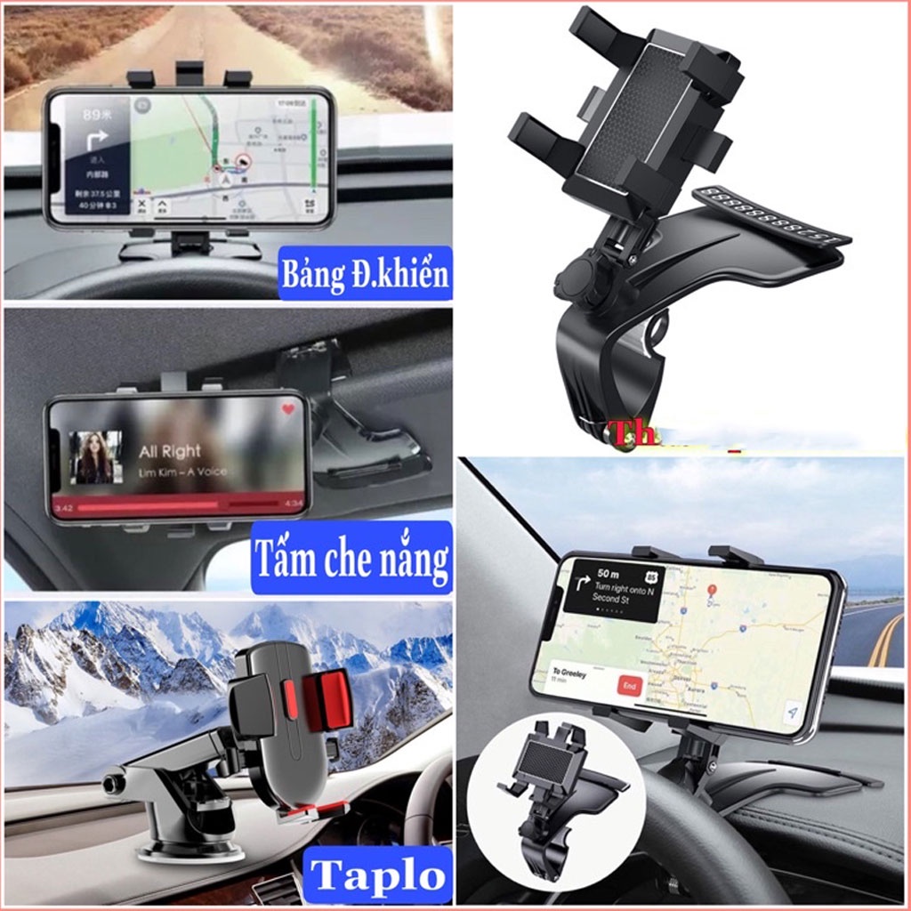 Giá đỡ điện thoại ô tô xoay 360 độ chống rung đa điểm trên taplo, gương chiếu hậu - Giá để điện thoại trên ô tô