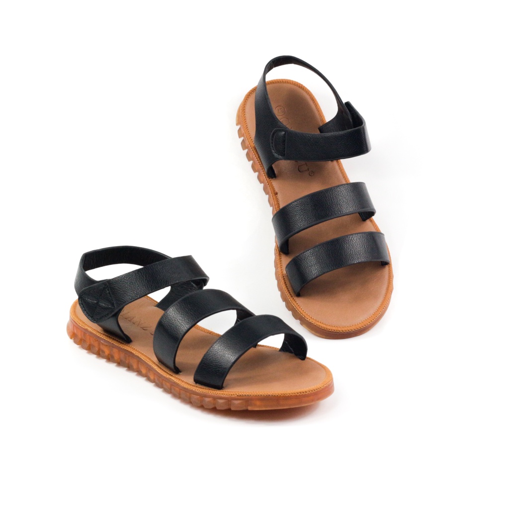 Sandal Nữ Quai Dán Da Mềm Đế Cao Su Đi Học, Đi Chơi