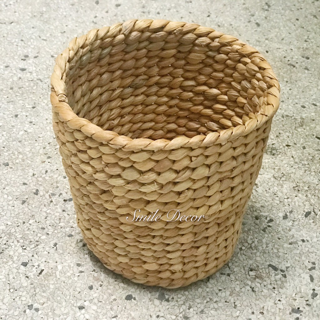 Giỏ lục bình tròn mini cắm hoa, đựng bút Smile Decor