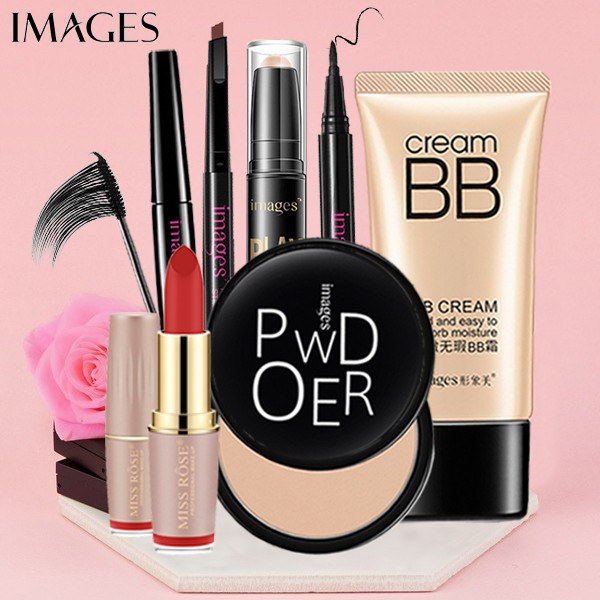 BỘ TRANG ĐIỂM IMAGES Kem BB + Phấn phủ + Bút tạo khối + Chì kẻ mày + Bút dạ kẻ mắt + Mascara + Son lì PO-P43