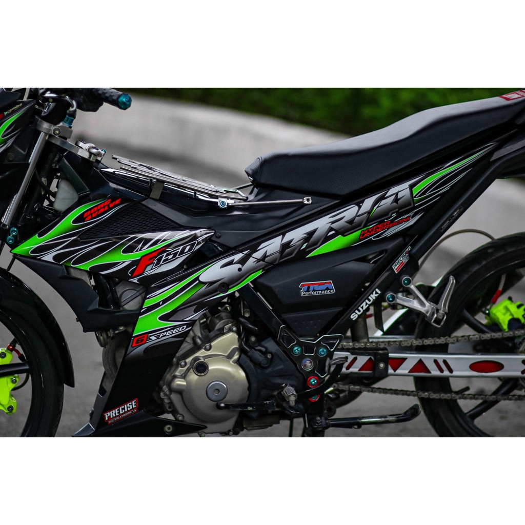 Tem rời Satria đen xanh lửa cực chất mẫu (MỚI)