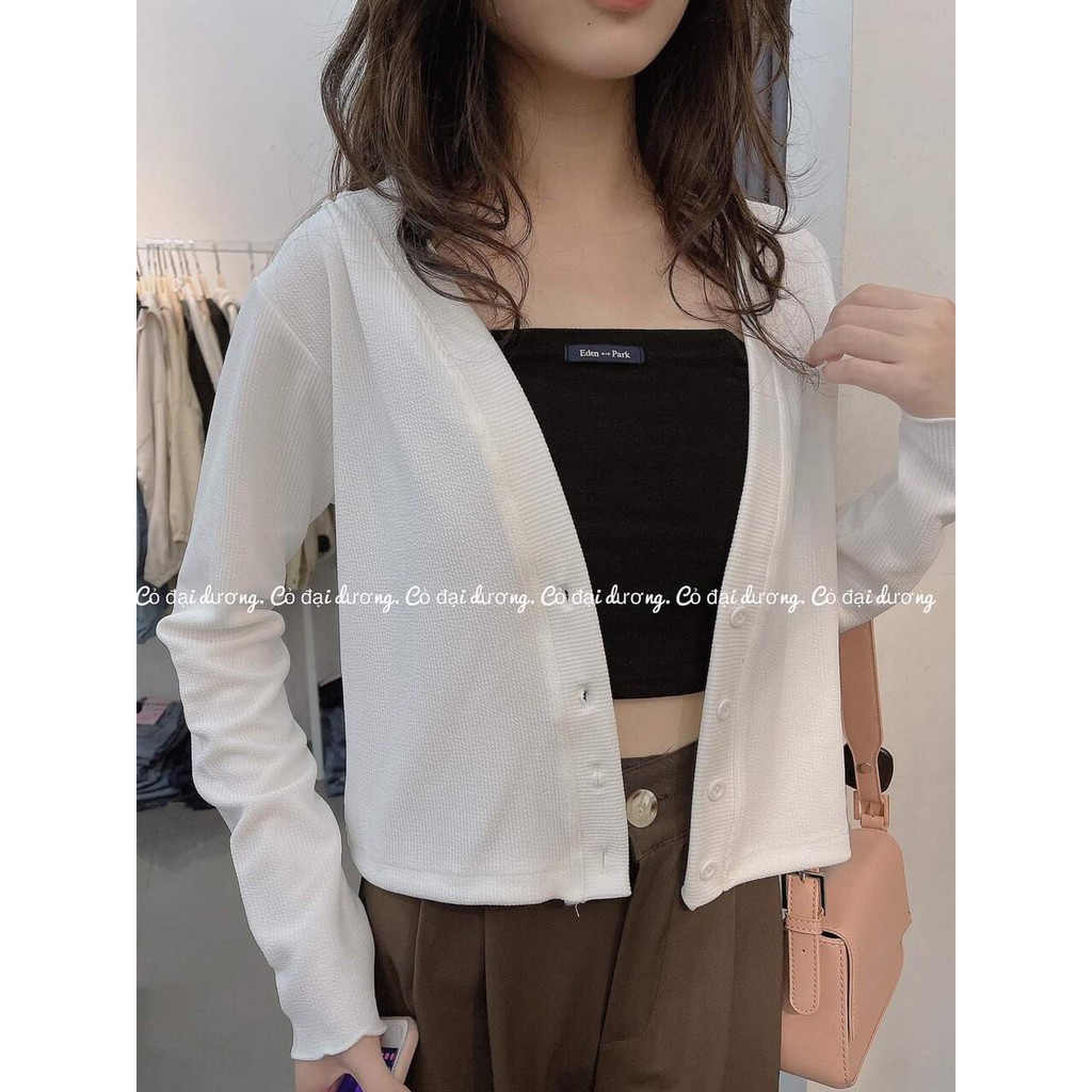 Áo Cardigan Nữ Khuy Trơn Dáng Ngắn ⚡ Casper.Store | FREESHIP | ⚡ Áo khoác len trơn dài tay dáng cộc, nữ tính