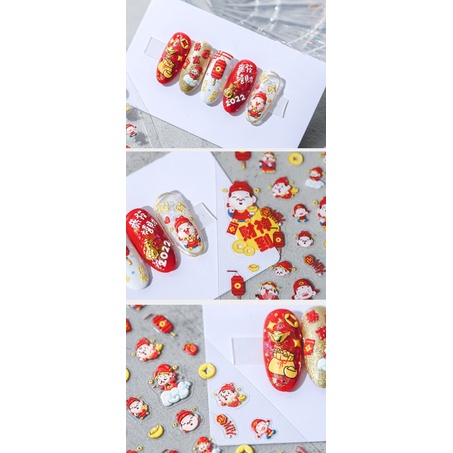 Miếng Dán Trang Trí Móng Tay In Nổi God of Giàu Sang TS1045