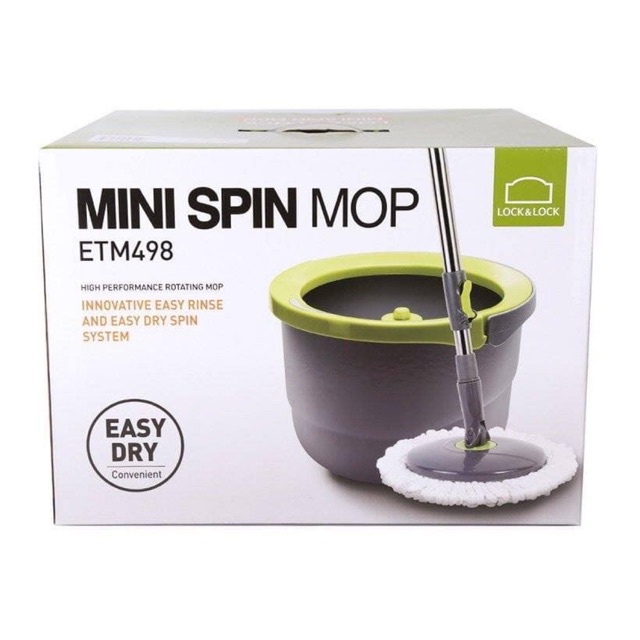 Cây lau nhà, Bộ lau nhà Lock&Lock mini Spin mop ETM498 - KÈM 2 BÔNG LAU