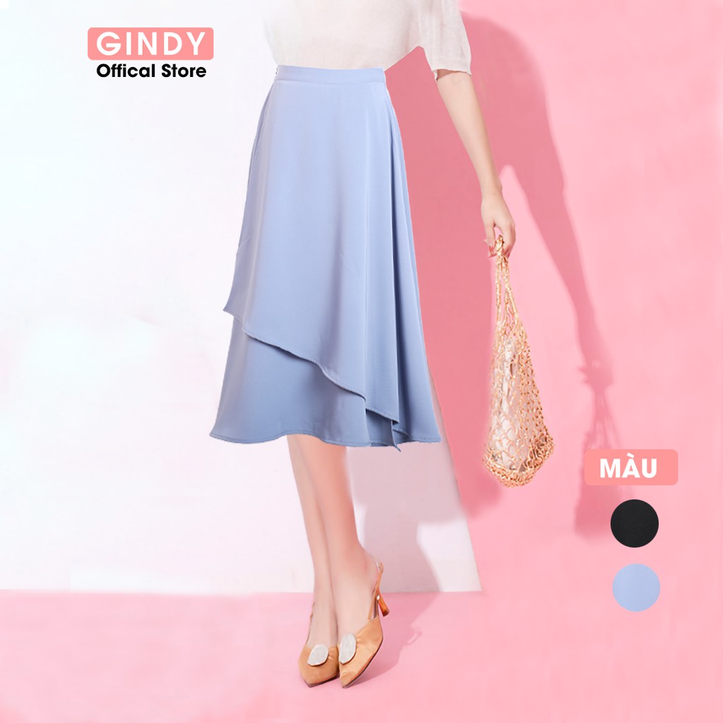 Chân váy dài GINDY cánh tiên lụa thời trang công sở thanh lịch hàng thiết kế V10116 | BigBuy360 - bigbuy360.vn