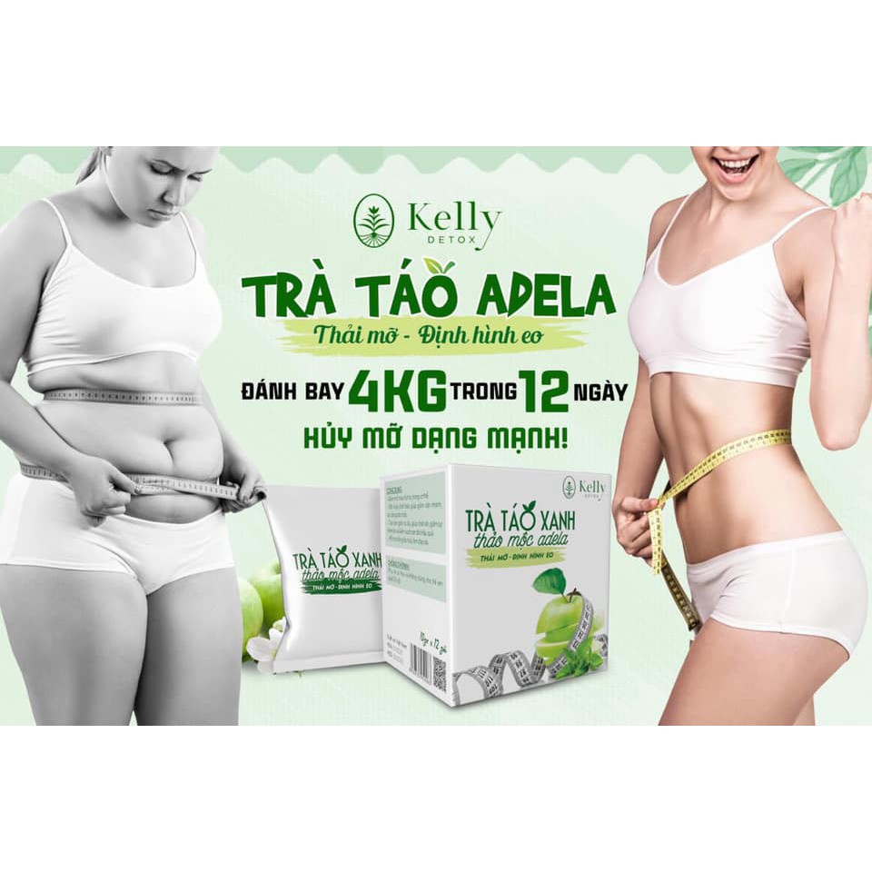 [TĂNG SÉT 3 GÓI ]TRÀ TÁO XANH GIẢM CÂN KELLY DETOX HIỆU QUẢ KHENH_BEAUTY