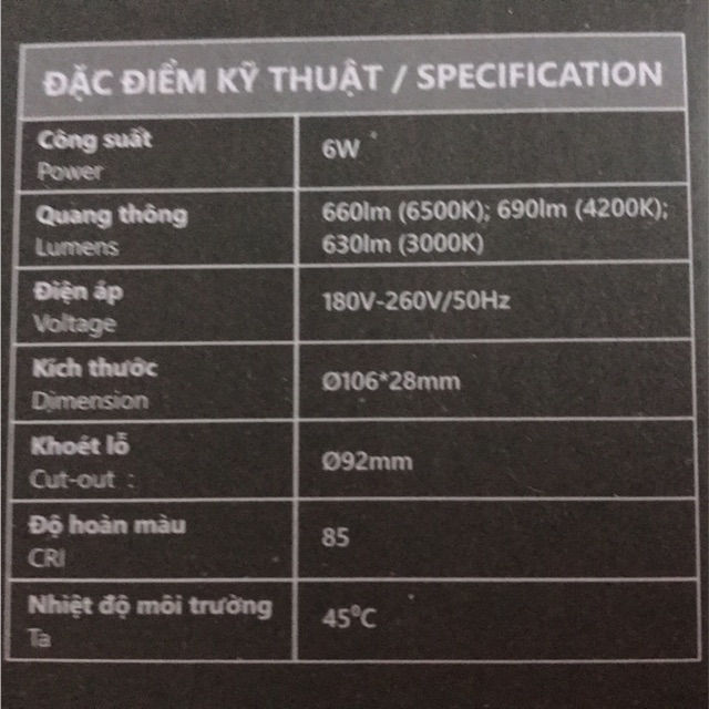 Bóng âm trần đổi màu 3 chế độ màu 6W Duhal KDMT0061