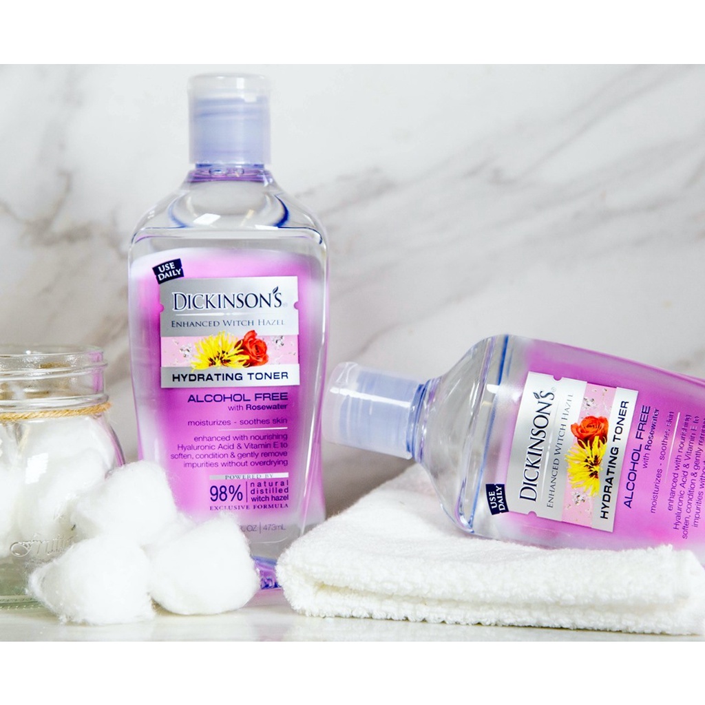 Toner Chiết Xuất Hoa Hồng Dickinson’s Enhanced Witch Hazel Hydrating Toner, Không Chứa Cồn, Dưỡng Ẩm Da