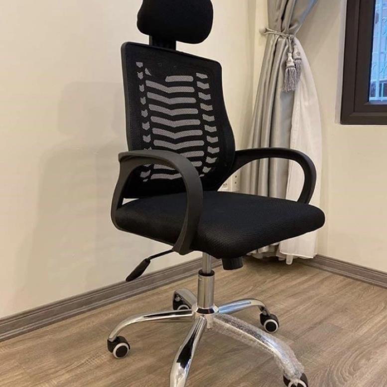 Ghế làm việc văn phòng có tựa đầu hiện đại dạng lưới thoáng mát kết hợp nâng hạ xoay tròn 360 độ thư giãn Trường Mai