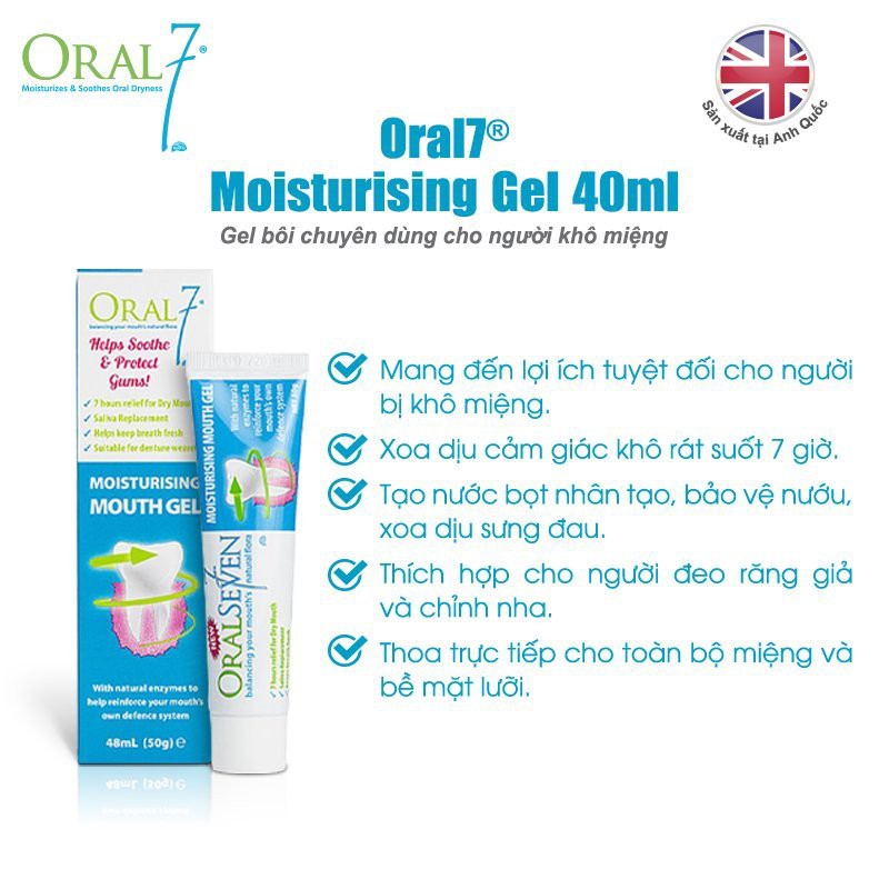 Gel bôi cao cấp dành cho người khô miệng, nước bọt nhân tạo hỗ trợ cân bằng hệ sinh thái trong miệng Oral7