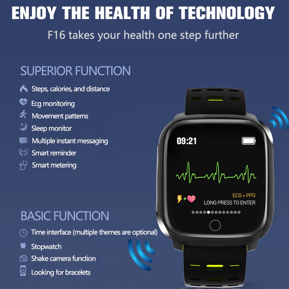 Bộ Vòng Đeo Tay Thể Thao Thông Minh Đo Nhịp Tim F16 Ecg