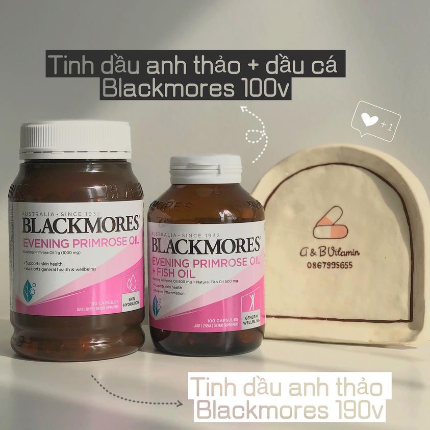 Viên anh thảo + dầu cá Blackmores Evening Primrose oil + Fish oil lọ 100 viên