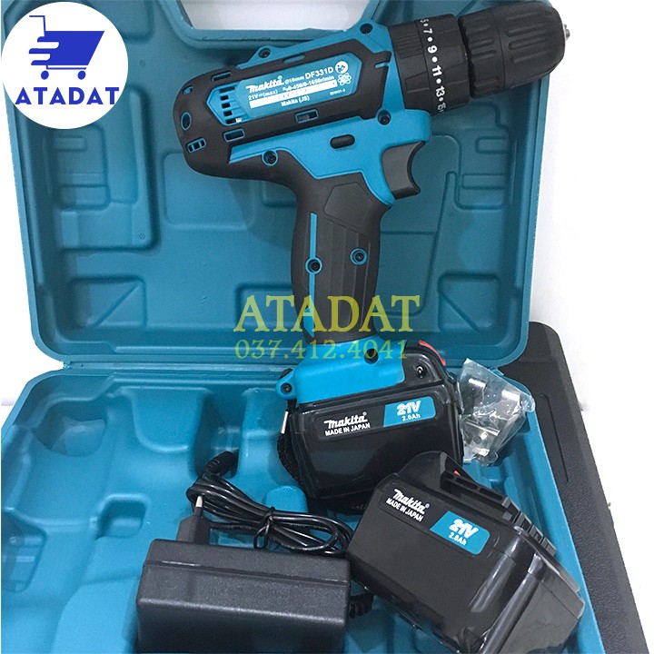 [TẶNG 1 mũi khoan] MÁY Khoan Pin MAKITA 21V  (khoan, bắt vít ) - Pin Vuông, 100% Đồng - Máy Bắt Vít 21V