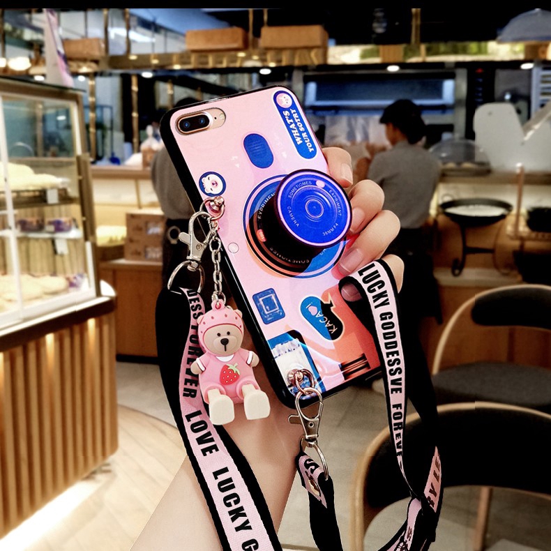 Ốp điện thoại in hình camera có giá đỡ và dây đeo cho Samsung Galaxy J2 J7 Prime J4 J6 Plus J2 Pro J8 2018 | BigBuy360 - bigbuy360.vn