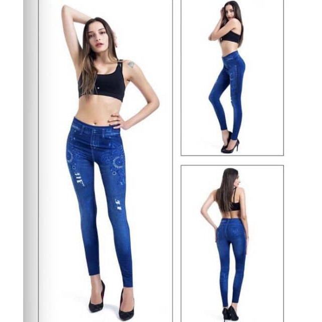 Quần legging giả quần jeans lót nỉ