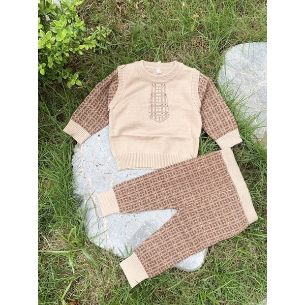 Bộ Len Siêu Dày Ấm Cho Bé Mùa Đông Không Lạnh Size 4-13kg