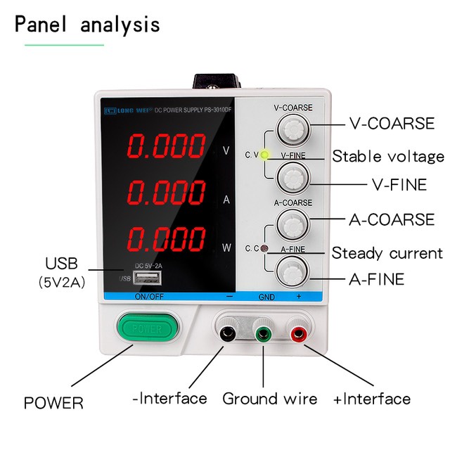 [CHÍNH HÃNG] Nguồn DC 0~30V 10A LONGWEI PS-3010 DF hiển thị công suất-volt-ampe - sạc acquy điện thoại, cấp nguồn- SEIDO