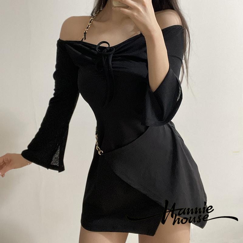 Đầm Nữ Tay Dài Hở Vai Thời Trang Quyến Rũ