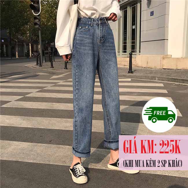 [Hàng có sẵn] Quần jeans nữ suông Ulzzang Quảng Châu QDJ33
