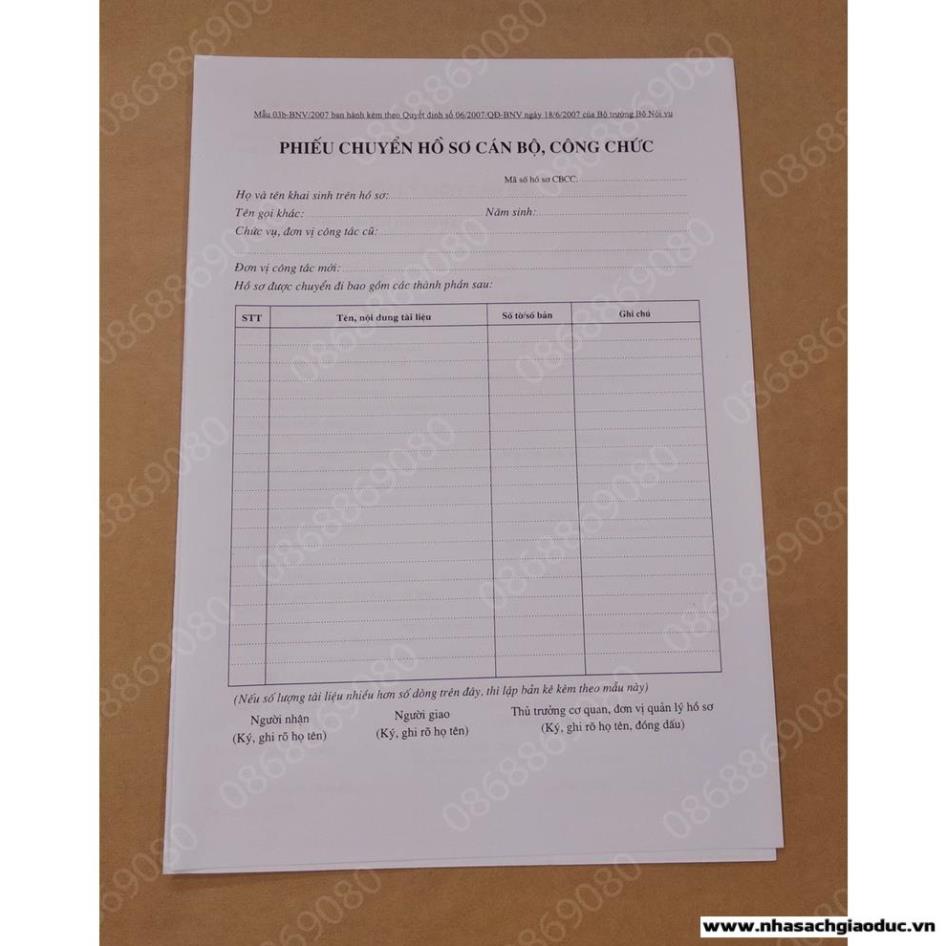 Hồ sơ Công chức mẫu 05 BNV/2007 theo QĐ số 06/2007/QĐ-bnv ngày 18/06/2007 BNV