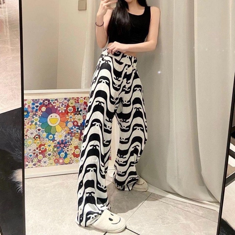 Quần suông ống rộng cạp chun đen trắng, quần ống loe chất thun (ảnh thật)