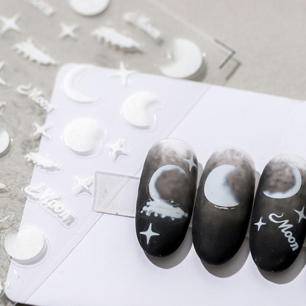 Miếng Dán Trang Trí Móng Tay Họa Tiết Chữ Và Mặt Trăng 5D DIY