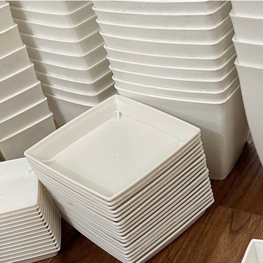 Chậu nhựa vuông trồng cây văn phòng đủ size từ 9 - 25cm kèm đĩa
