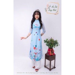 Áo dài cách tân von tơ 4 tà _ mã sp ct48 _ áo dài song hoài