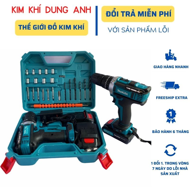 Máy khoan pin kim khí dung anh khoan pin Makita bộ 24 chi tiết bảo hành 6 tháng