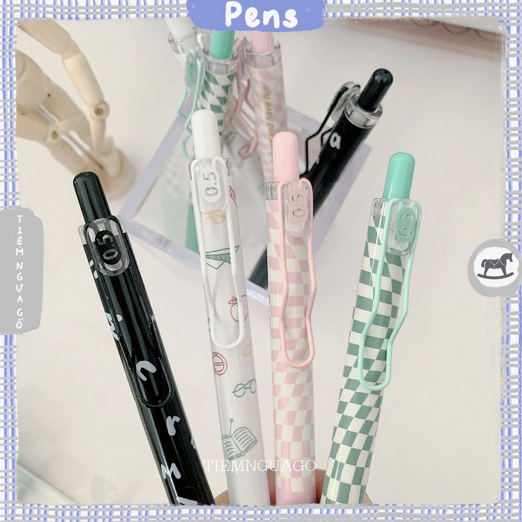 Bút gel đen MURA Study Hard tặng kèm ngòi refill 0.5mm cao cấp mực mau khô - Tiệm Ngựa Gỗ