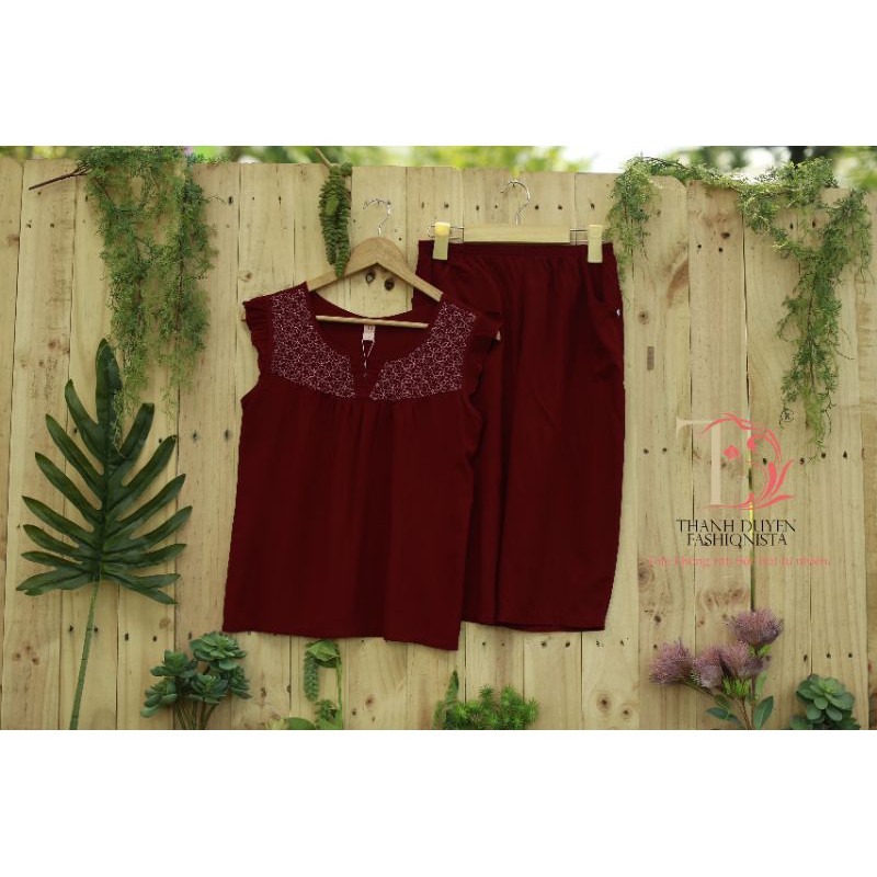 Bộ Tole màu thun thêu 2 con đỉa, tay cánh tiên dịu dàng - 2410CTL | BigBuy360 - bigbuy360.vn