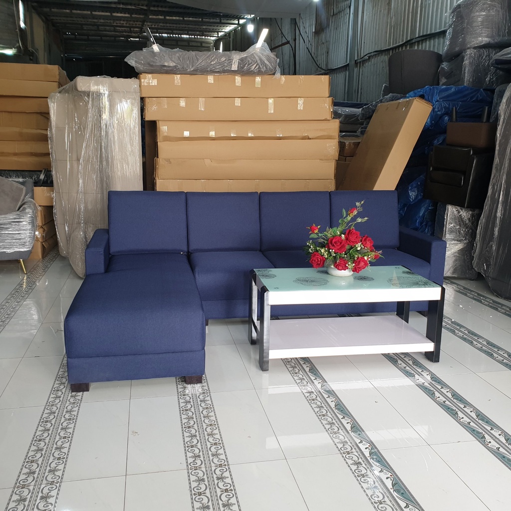 Bộ Sofa Góc Chữ L Cao Cấp - Sofa Phòng Khách Màu Xanh Đậm