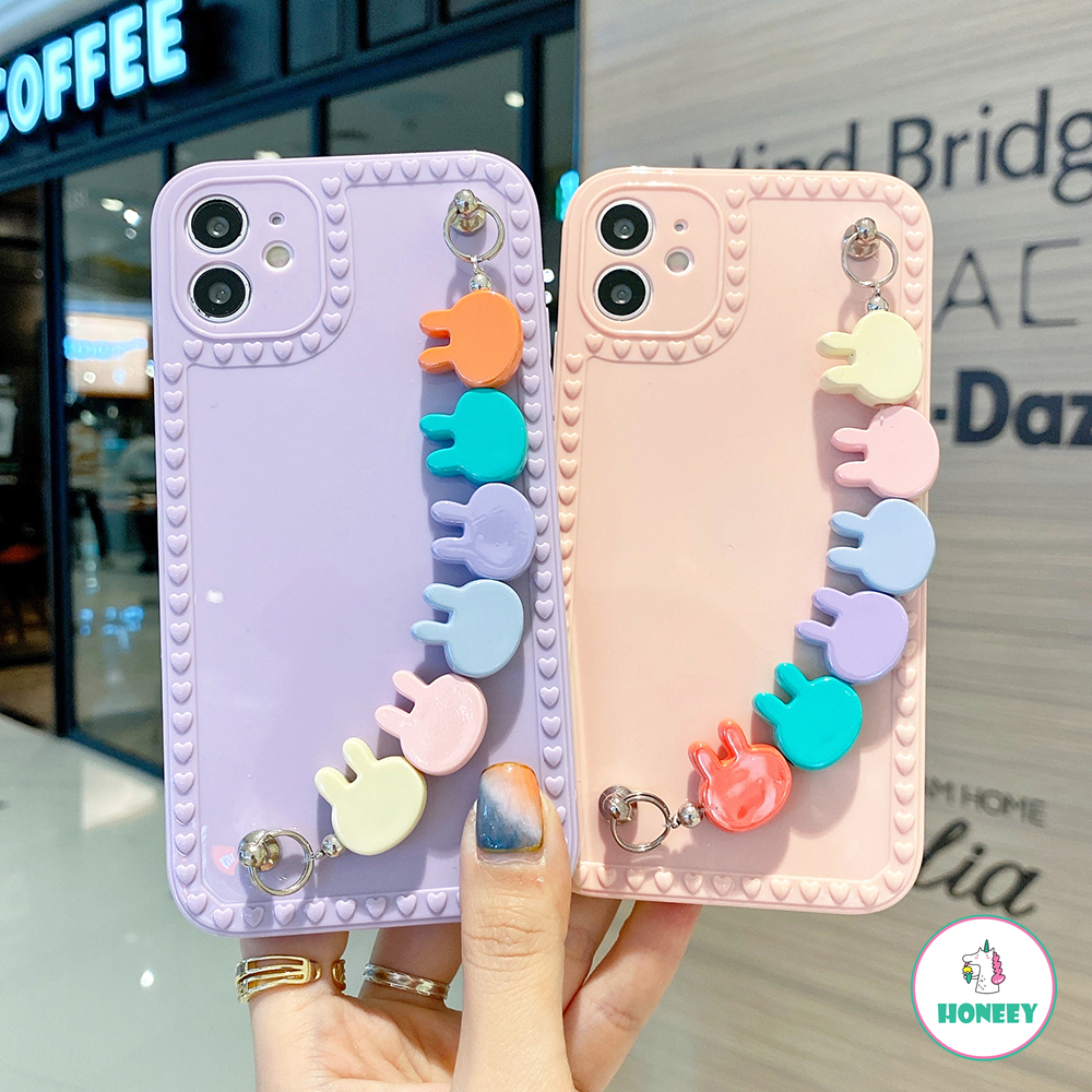 Ốp điện thoại TPU mềm có dây đeo tay hình thỏ bảo vệ cho Iphone 12 / 11 Pro Max / X / Xs Max / Xr / 8 / 7 Plus | BigBuy360 - bigbuy360.vn