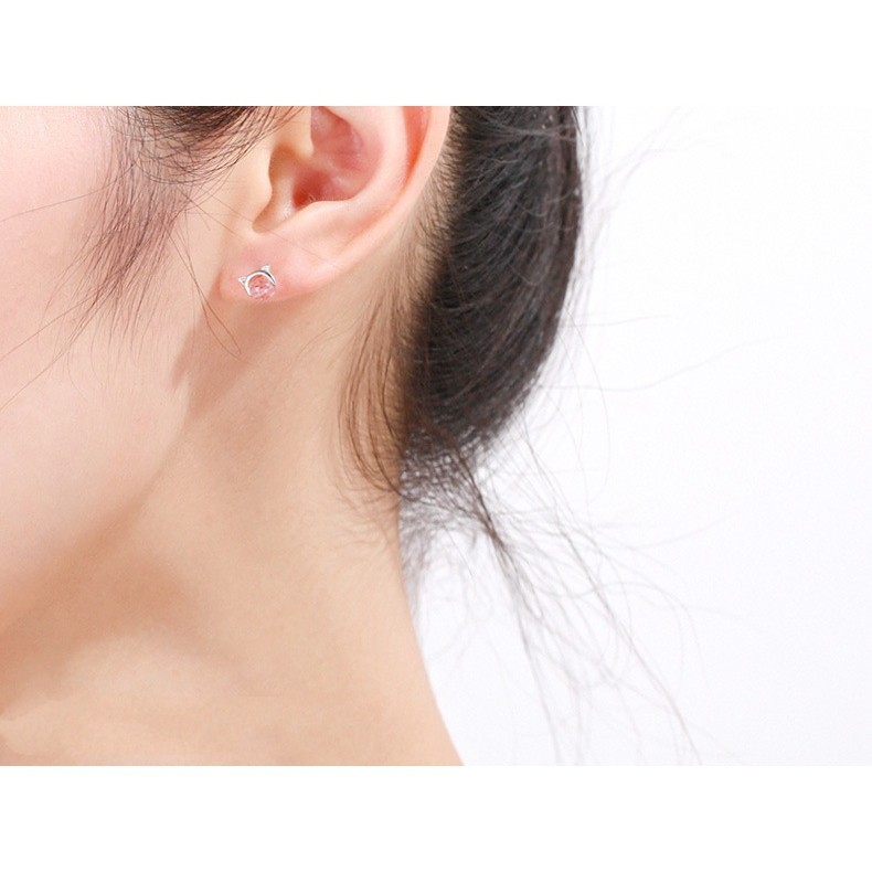 Đôi Khuyên Tai Hình Chú Mèo Đính Đá Dễ Thương Cho Nữ