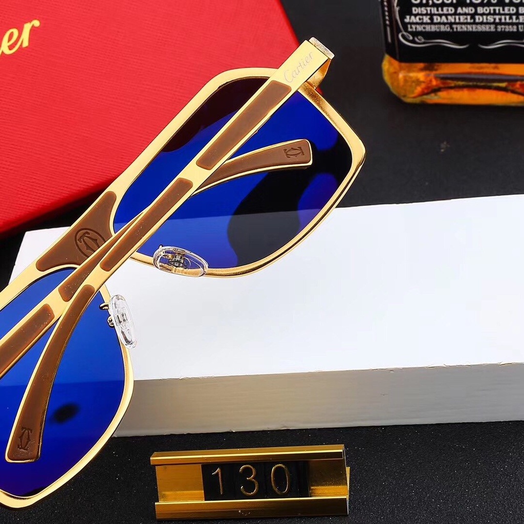 Cartier_ 2021 Mới Thời trang Hàn Quốc Khung lớn Màu phim Kính râm Nam và Nữ Xu hướng Cặp đôi Đường phố Chụp Trăm Phù hợp Trang trí Thời trang Du lịch Kỳ nghỉ Chống tia cực tím Kính râm đi biển