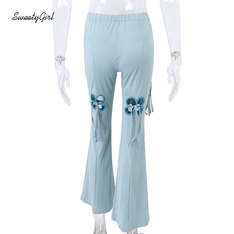 Quần Dài Lưng Cao Ống Loe Ôm Dáng Phối Màu Tương Phản Thời Trang 2022 Cho Nữ