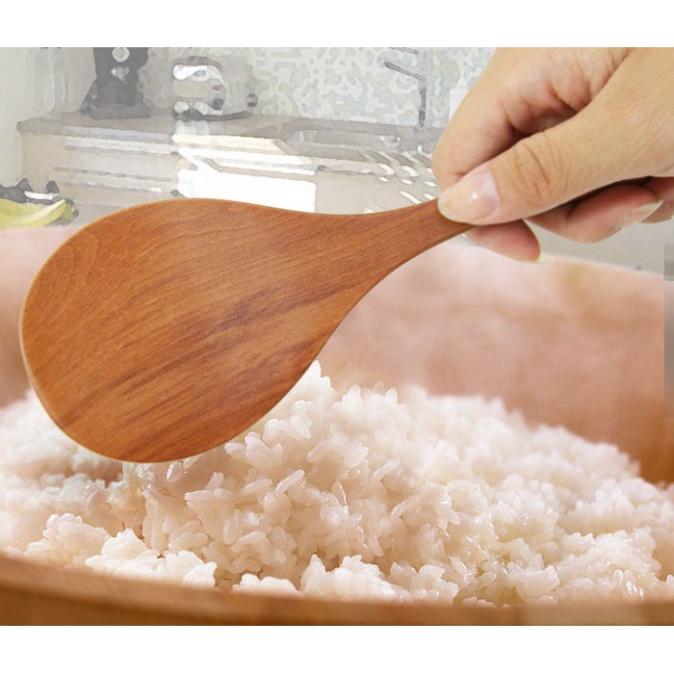 Muôi xới cơm bằng gỗ tự nhiên cao cấp, muôi cơm gỗ chống dính