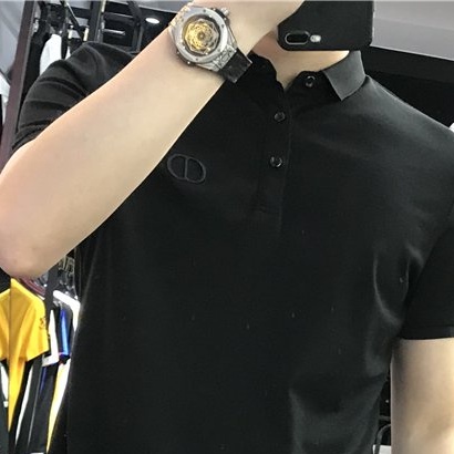 Áo thun POLO đen thêu ngực-cổ bẻ cao cấp full size vải cá sấu form chuẩn - KO Fashion