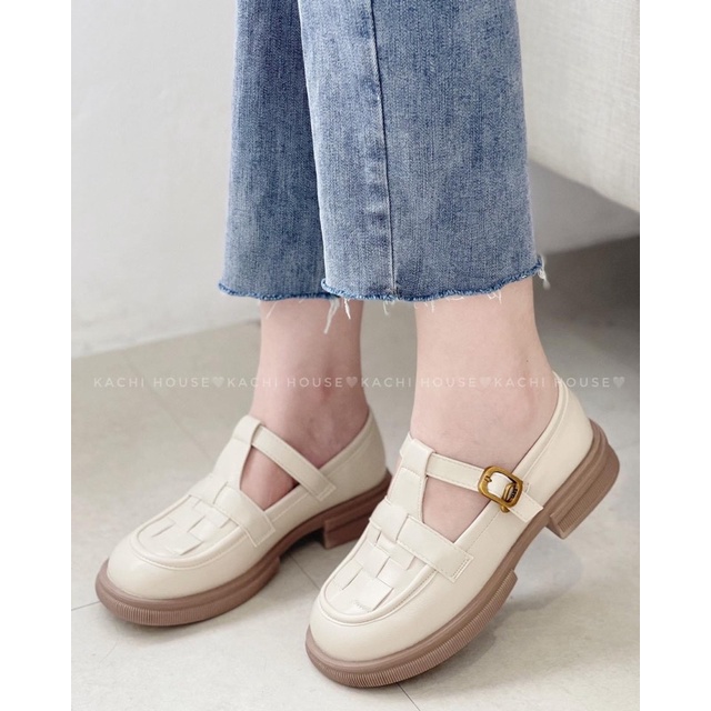 Giày oxford moca quai đan phong cách vintage