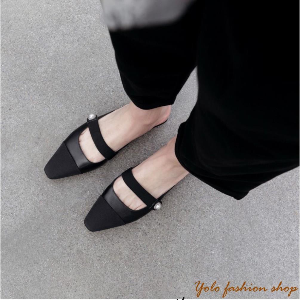 Hình thật-SU8-Giày sục búp bê nữ phối màu đính ngọc siêu xinh