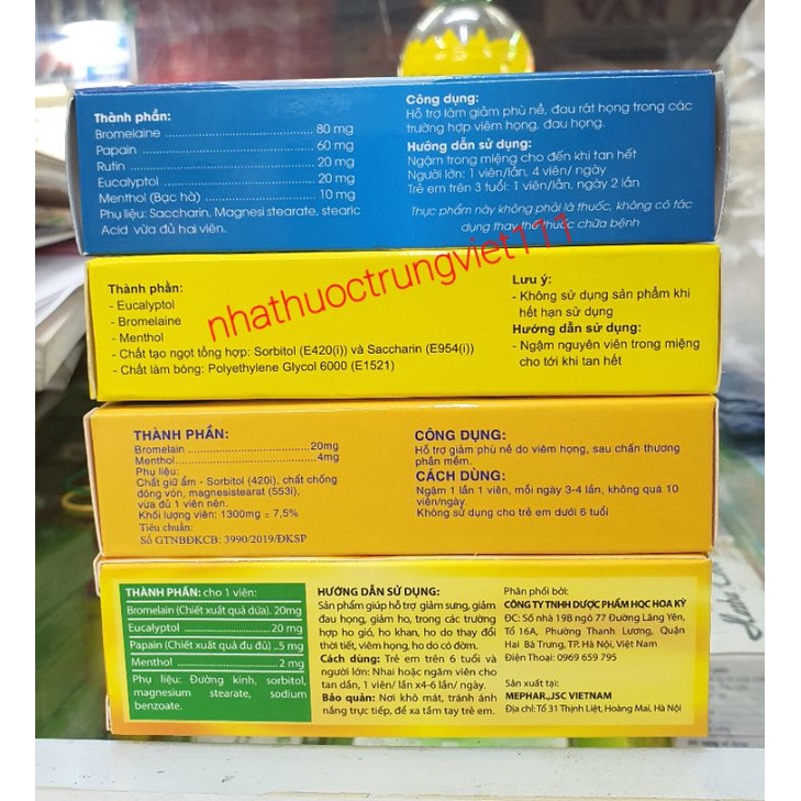 Kẹo ngậm bạc hà giảm sưng, đau, rát họng - Tube 24 viên