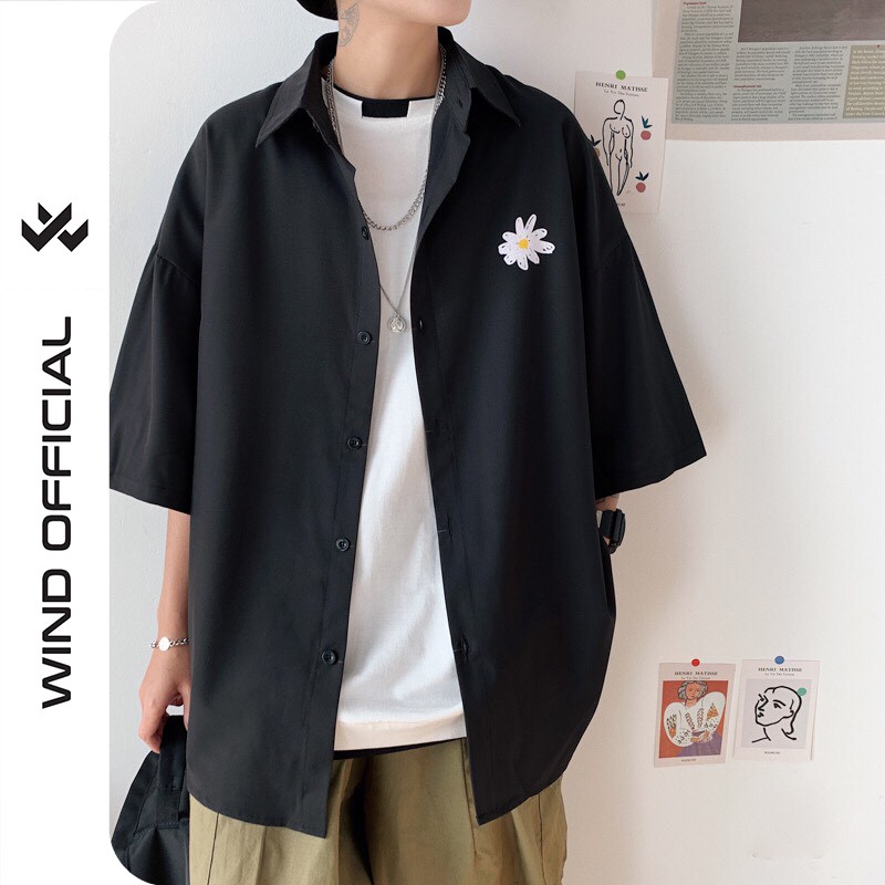 Áo sơ mi tay lỡ WIND unisex kaki form rộng Quốc Dân nam nữ oversize ulzzang | BigBuy360 - bigbuy360.vn