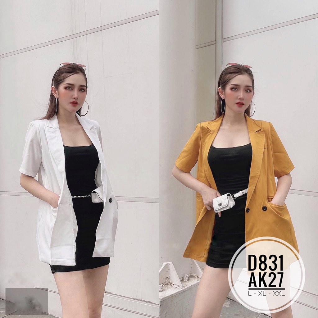 ẢNH THẬT (60-90kg) BIGSIZE Áo khoác BLAZER cổ vest AK27 Đầm body 2S D831