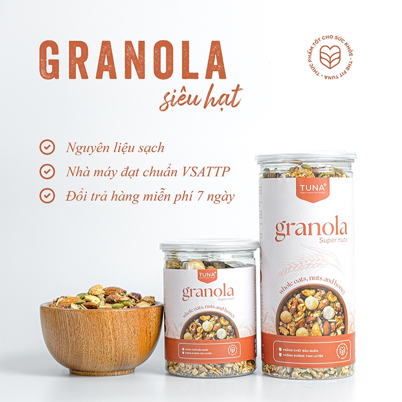 [Mã 254FMCGSALE giảm 8% đơn 500K] Granola KHÔNG NHO ăn kiêng tăng cơ giảm mỡ không đường